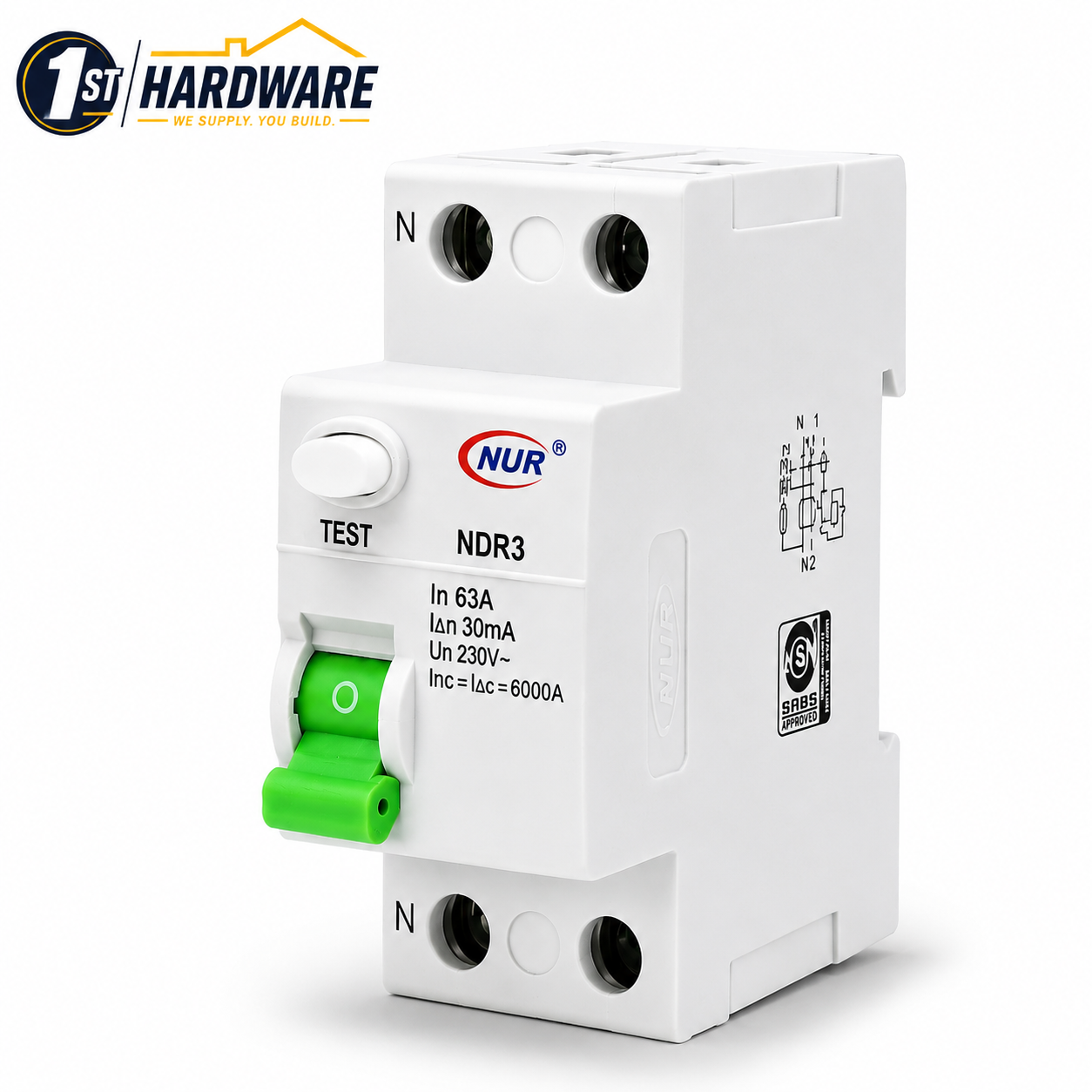 NUR 63A 30mA Earth Leakage Circuit Breaker (RCD)